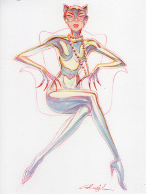 Catwoman in Pearls by Mindy Lee