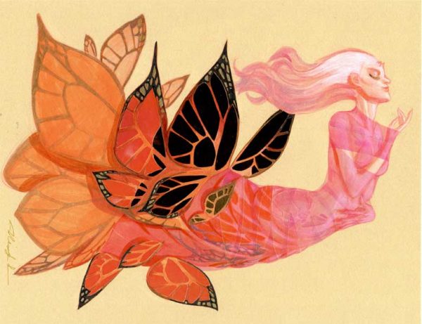 Golden Butterfly Girl by Mindy Lee